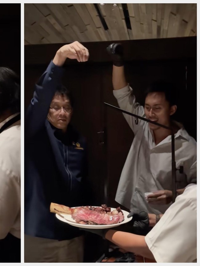 Ketika Menkeu Purbaya Gaya ala Salt Bae, Tabur Garam ke Tomahawk Steak!