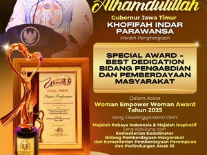 Khofifah Terima Woman Empower Award 2025 untuk Pemberdayaan Perempuan