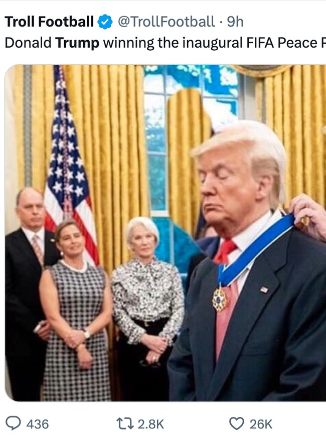 Nobatkan Donald Trump Jadi Tokoh Perdamaian, FIFA Disindir Lewat Meme