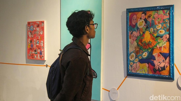 Pameran DKV IKJ bertema Potluck Reconnect digelar di Taman Ismail Marzuki, Jakarta, Sabtu (6/12/2025). Pameran ini menghadirkan beragam karya kreatif anak muda.