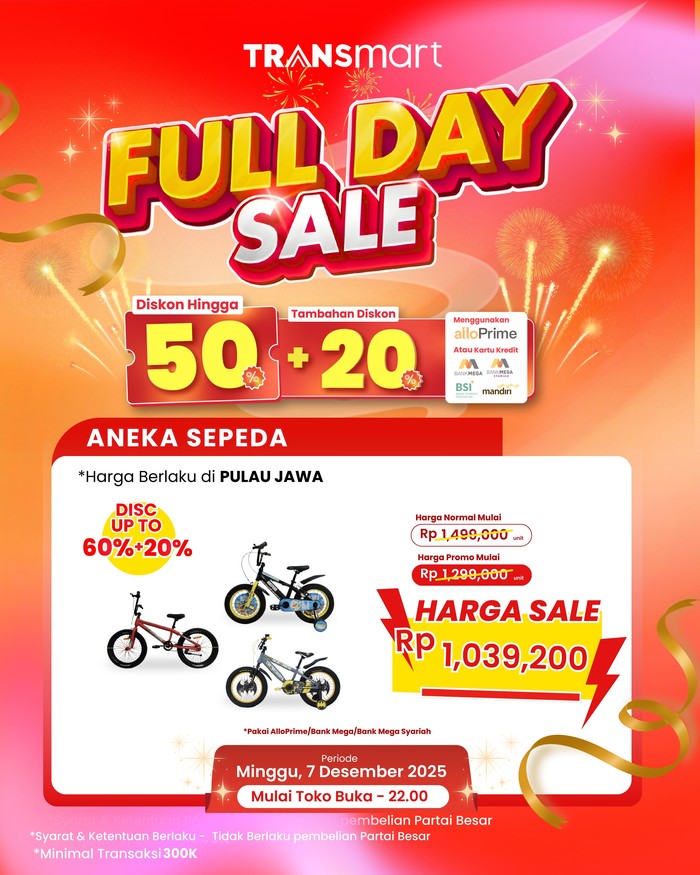 Beli Sepeda Anak di Transmart Full Day Sale Harga Mulai Rp 1 Jutaan