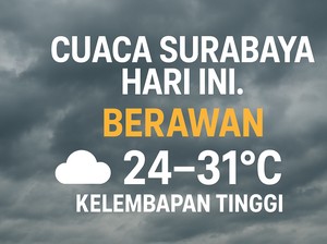 Cuaca Surabaya Hari Ini: Berawan, Suhu 24-31 Derajat dan Kelembapan Tinggi