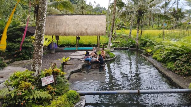 Pemandian Lembah Arca Salah satu kolam pemandian Lembah Arca di Karangasem, Bali, Sabtu (29/11/2025).