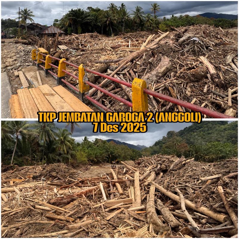 Bareskrim olah TKP banjir yang bawa gelondongan kayu di Garoga Sumut