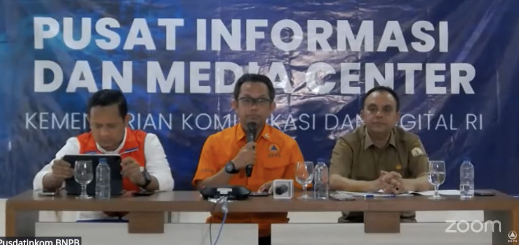 Konferensi Pers Update Penanganan Bencana Banjir Longsor Di Aceh, Sumut & Sumbar 8 Desember 2025. (Dok BNPB)