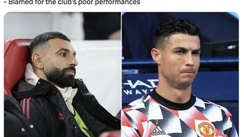 Akun ini menyebut setelah menjadi andalan klub bertahun-tahun, Salah dan Ronaldo sama-sama tidak mendapat respek, dicadangkan, dan disalahkan atas performa buruk tim. Foto: X.com