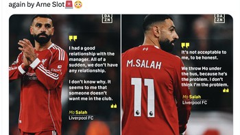 Saya punya hubungan baik dengan manajer. Mendadak, kami tak punya relasi. Saya tak tahu kenapa. Sepertinya ada seseorang yang tidak mau saya berada di klub, demikian sebagian curhat Mo Salah yang menghebohkan. Foto: X.com