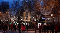 Lampu-lampu Natal tahunan di sepanjang Champs-Élysées di Paris, Prancis. Paris bersiap menyambut musim perayaan dengan pertunjukan cahaya warna-warni di 20 distriknya yang mengucapkan selamat liburan kepada penduduk lokal dan pengunjung. REUTERS/Benoit Tessier