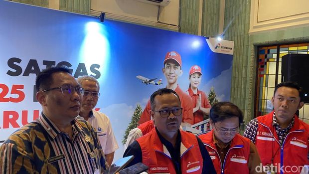 General Manager Pertamina Patra Niaga Jateng-DIY, Fanda Chrismianto dalam acara Kesiapan Satgas Natal 2025 dan Tahun Baru 2026 di Semarang, Selasa (9/12/2025).