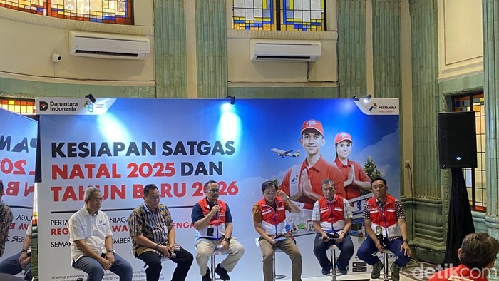 General Manager Pertamina Patra Niaga Jateng-DIY, Fanda Chrismianto dalam acara Kesiapan Satgas Natal 2025 dan Tahun Baru 2026 di Semarang, Selasa (9/12/2025).