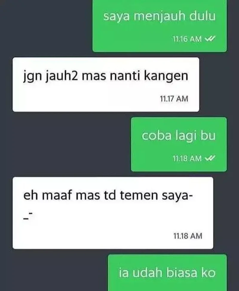 Kalau lagi nggak fokus, mending tunda dulu deh urusan bales chatnya. Daripada salah kirim kayak berikut ini, jadinya malu berat.
