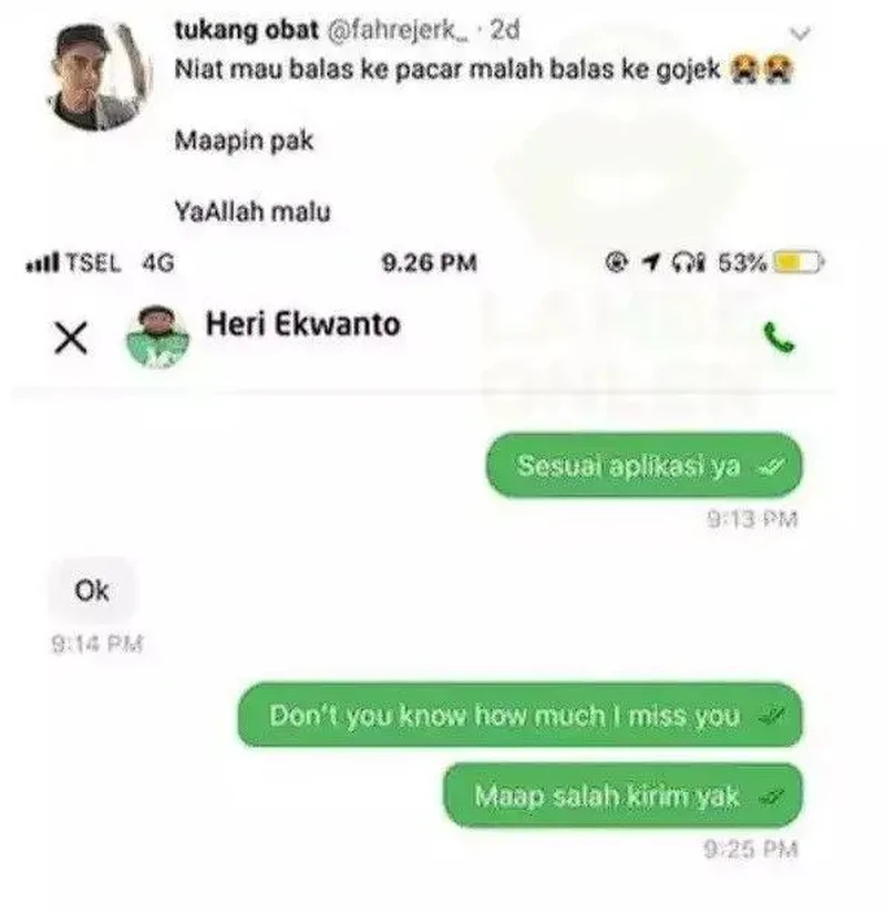 Kalau lagi nggak fokus, mending tunda dulu deh urusan bales chatnya. Daripada salah kirim kayak berikut ini, jadinya malu berat.
