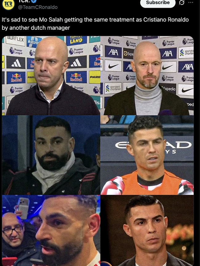 Meme Kocak Dulu Ronaldo Vs Ten Hag, Kini Salah Vs Slot