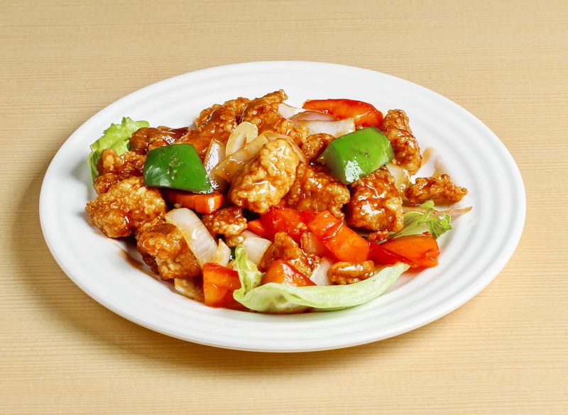 2043481986 Chinese Fast Food Meal with Fried Rice Orange Chicken and Kung Pao