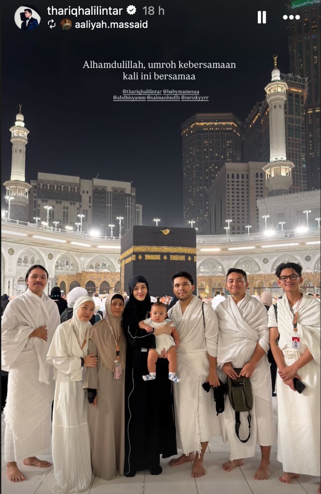 Tak hanya pergi bertiga, Thariq dan Aaliyah juga mengajak beberapa karyawannya, salah satunya suster yang menjaga baby Arash. Foto: Instagram/@thariqhalilintar