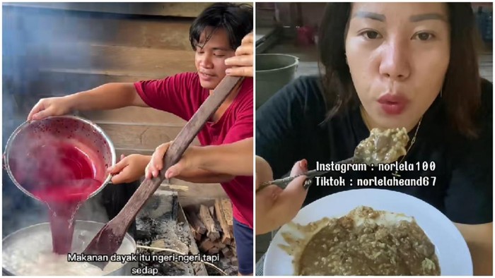 Bubur Getih Babi khas Dayak. (TikTok: @norlelaheand67/Instagram: @norlela100)