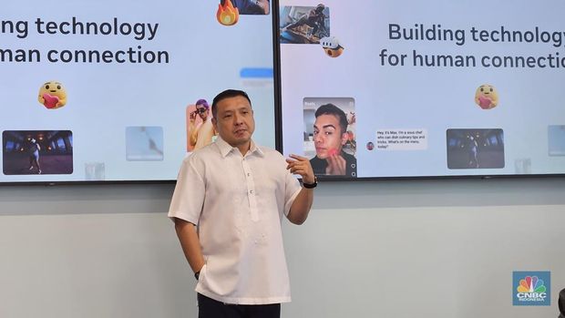 Country Director Meta untuk Indonesia, Pieter Lydian dalam acara Mengupas Tren Digital yang Relevan untuk Bisnis di 2026 Bersama Meta di Jakarta, Rabu (10/11/2025). (CNBC Indonesia/Intan)