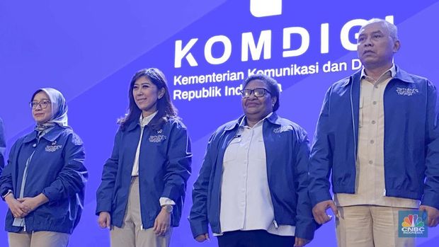 Menteri Komunikasi dan Digital (Komdigi), Meutya Hafid, dalam acara Deklarasi Arah Indonesia Digital: Terhubung, Tumbuh, Terjaga, di Jakarta, Rabu (10/12/2025). (CNBC Indonesia/Intan Rakhmayanti)