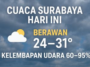 Cuaca Surabaya Hari Ini Berawan dengan Suhu 24-31 Derajat Celsius
