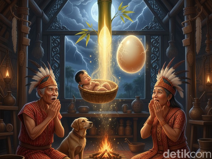 Ilustrasi lahirnya Jauwiru dan Suri Lemlay.