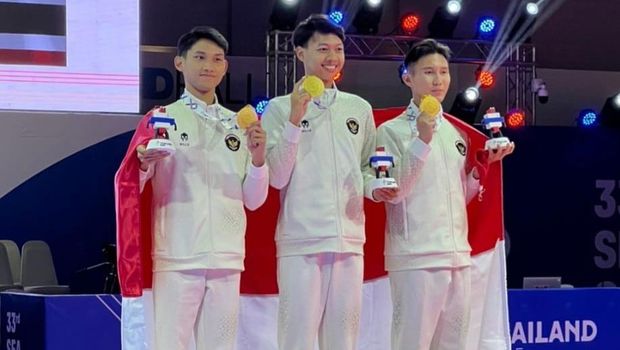 Taekwondo menyumbang emas bagi Indonesia di SEA Games 2025 pada nomor poomsae tim beregu putra.