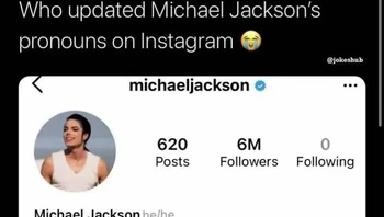 Sempat-sempatnya pronouns-nya Michael Jackson di-update di Instagram. Foto: BlackJim1929 via Bored Panda  