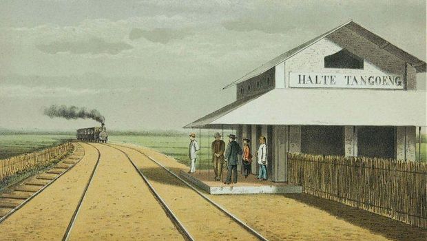 Ilustrasi Stasiun dan Kereta Lama Ilustrasi Stasiun dan Kereta Lama