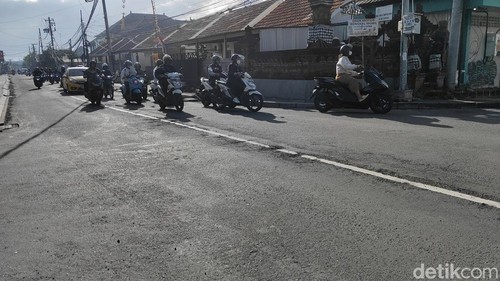 Situasi Jalan Tangkuban Perahu, Kerobokan beberapa waktu lalu. (Agus Eka/detikBali)