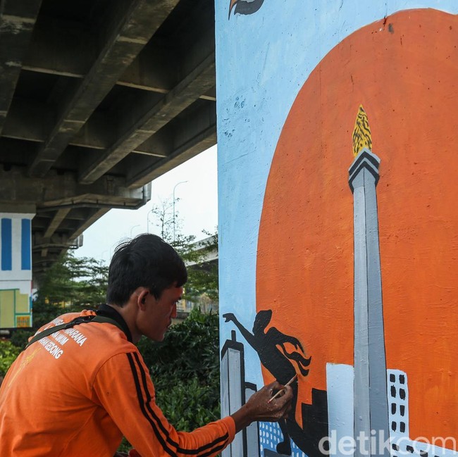 Kolong Tol Becakayu Disulap Jadi Galeri Mural Terpanjang di Indonesia
