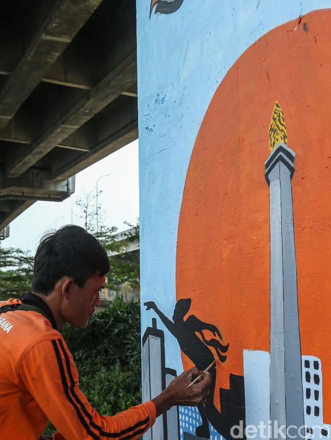 Kolong Tol Becakayu Disulap Jadi Galeri Mural Terpanjang di Indonesia