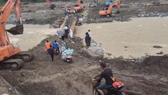 Jembatan Darurat Penghubung Nagan Raya-Aceh Tengah Rampung, Bisa Dilalui Motor