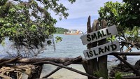 Pemandangan kapal Feri yang melintas dari Small Island