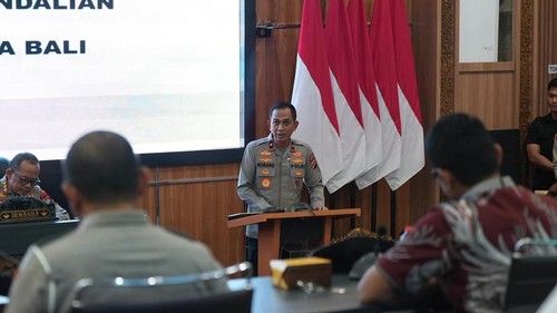 Wakapolda Bali, Brigjen Komang Sandi Arsana, menutup pelaksanaan audit kinerja kepolisian di Bali. Penutupan dilakukan di Gedung Rupatama Polda Bali, Jumat (12/12/2025). (Dok. Polda Bali)