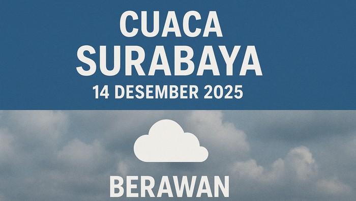 Cuaca Surabaya Hari Ini Berawan dengan Suhu 34 Derajat Celsius