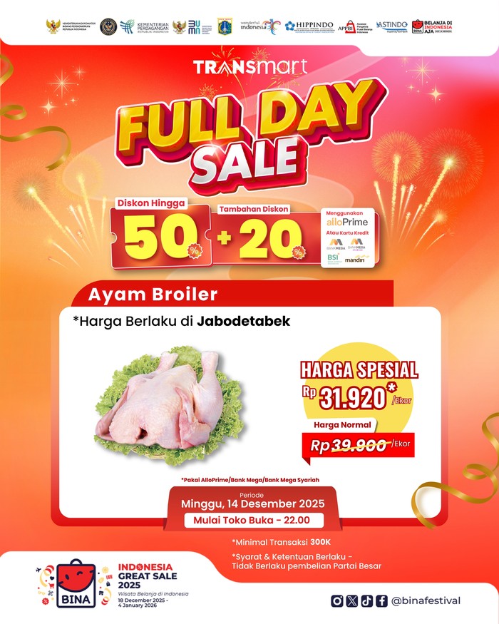 Ayam Broiler Diskon Gila-gilaan di Transmart Full Day Sale