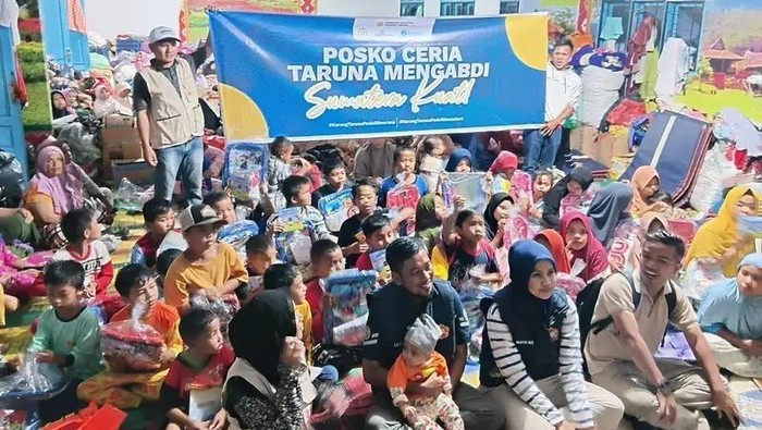 Karang Taruna Dirikan Posko Ceria Pulihkan Psikososial Anak di Tapsel