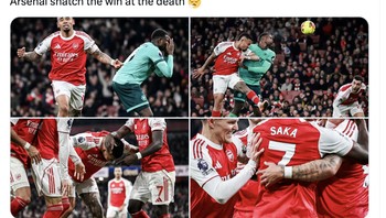 Poin yang diraih dengan susah payah oleh Arsenal. Foto: X.com