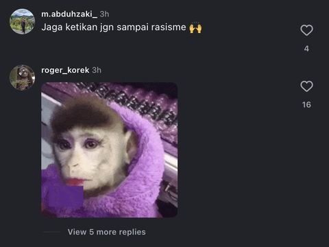 Tangkapan layar komentar rasis di Instagram Yance Sayuri. Tangkapan layar komentar rasis di Instagram Yance Sayuri.
