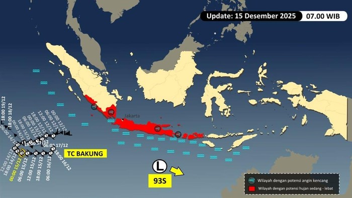 Siklon Tropis Bakung-Bibit Siklon Tropis 93S Mereda, Tapi Hujan Tetap Intai Daerah Ini