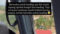 Andien menuliskan awalnya dia optimis helikopter bisa landing saat melihat lapangan. Ternyata, tanahnya masih lembek karena lumpur dan terlalu berisiko untuk landing. Akhirnya, helikopter terbang sangat rendah untuk bisa memberikan bantuan. Really guys ini gak punya pilihan lain, ungkapnya. Foto: Instagram @andien