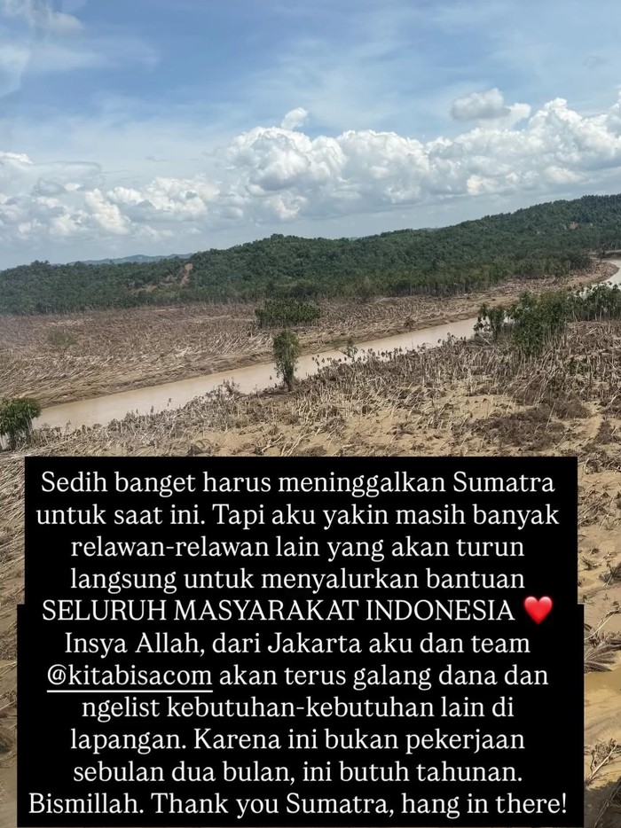 Andien mencari cara untuk bisa menyerahkan bantuan ke daerah Aceh Timur.