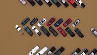 Puluhan mobil terjebak di area parkir yang terendam. Otoritas setempat biasanya mengeluarkan peringatan banjir dan mengimbau warga menjauhi dataran rendah yang rawan tergenang. REUTERS/David Ryder  