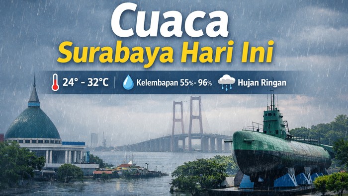 Cuaca Surabaya Hari Ini Didominasi Hujan Ringan