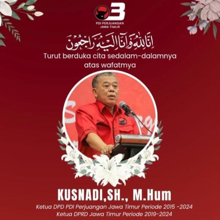 PDIP Jatim Sampaikan Duka Cita atas Wafatnya Kusnadi