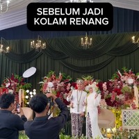 Viral! Pernikahan Kebanjiran, Dekorasi Mendadak Jadi Kolam Renang