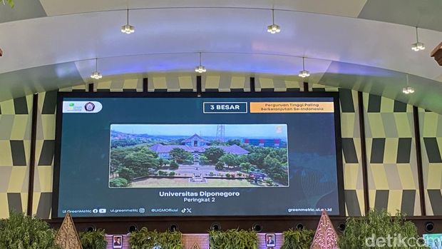 Rektor Universitas Diponegoro, Suharnomo, menerima penghargaan dalam UI GreenMetric World University Ranking 2025 di Muladi Dome Undip, Kota Semarang, Selasa (16/12/2025). Rektor Universitas Diponegoro, Suharnomo, menerima penghargaan dalam UI GreenMetric World University Ranking 2025 di Muladi Dome Undip, Kota Semarang, Selasa (16/12/2025).
