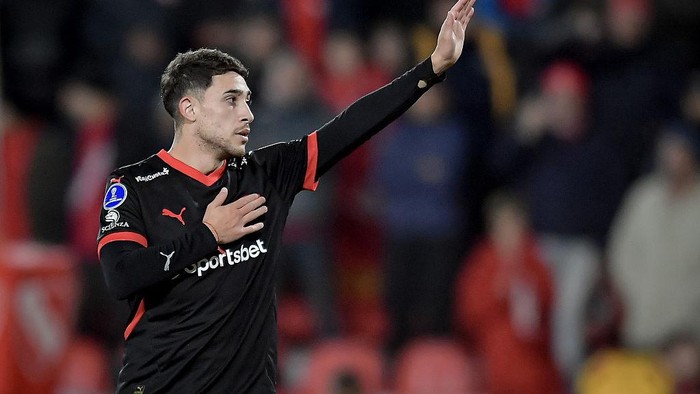 AVELLANEDA, ARGENTINA - MAY 28: Santiago Montiel of Independiente celebrates after scoring the teams first goal during a Copa CONMEBOL Sudamericana 2025 match between Independiente and Nacional Potosi at Estadio Libertadores de América on May 28, 2025 in Avellaneda, Argentina. (Photo by Marcelo Endelli/Getty Images)