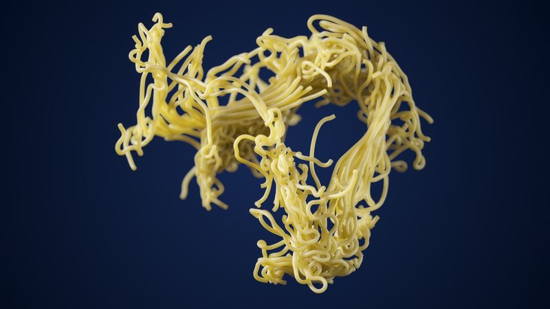 1349274352 Spaghetti in motion, flying noodle in air. 3D illustration, suitable for food, noodle or spaghetti themes.