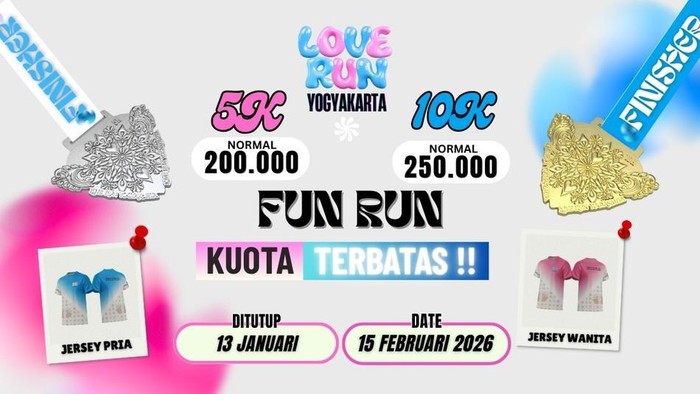 Lari Bareng Kesayangan, Valentine Kian Berkesan di Love Run Yogyakarta 2026