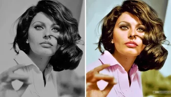 Aktris Sophia Loren, Roma, 1963. Foto: sebcolorisation via Bored Panda